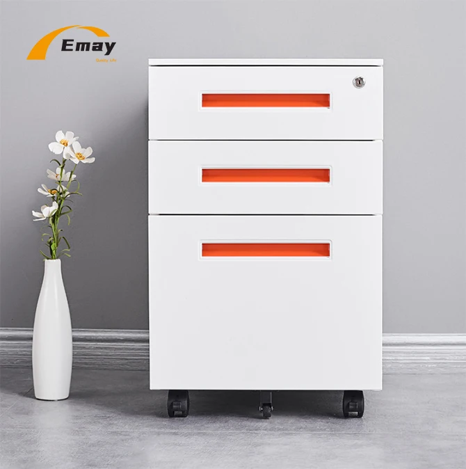 Colorful Handle Metal Filing Cabinet With Lock Steel Mobile File Storage For A4/FC Folder