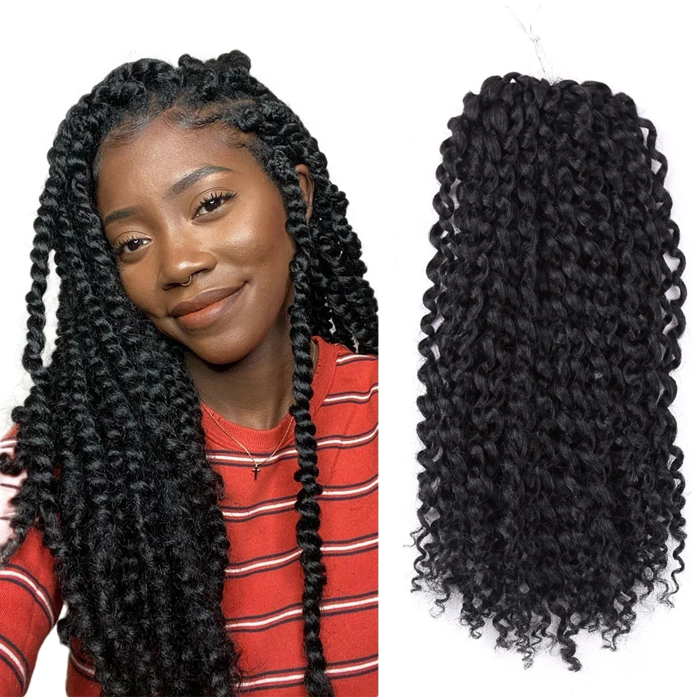 Drop shipping synthetic 18inch luxury long pre crochet t30 water wave bundles passion twist braiding hair extension