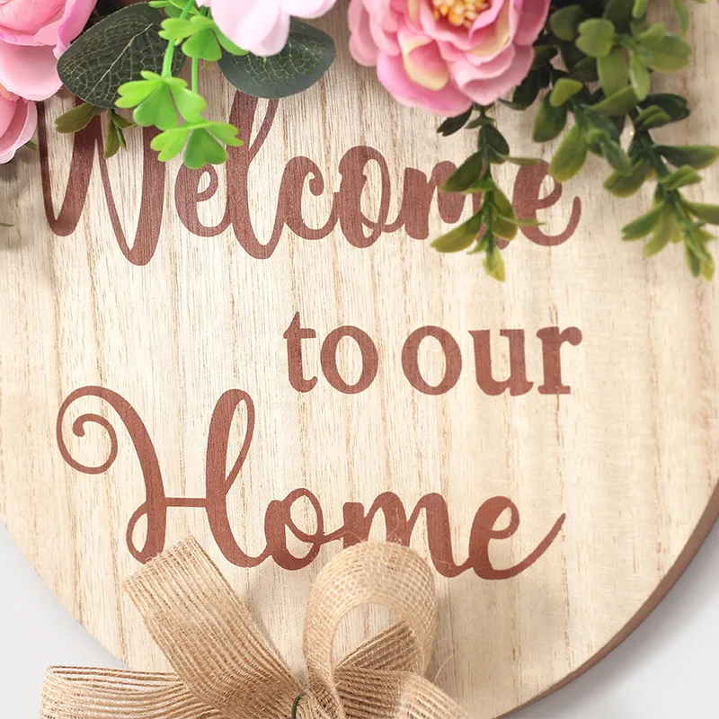 Factory Price North American Rural Artificial Flower Crafts Bell Welcome Doorplate Pendant Home Wedding Party Decoration