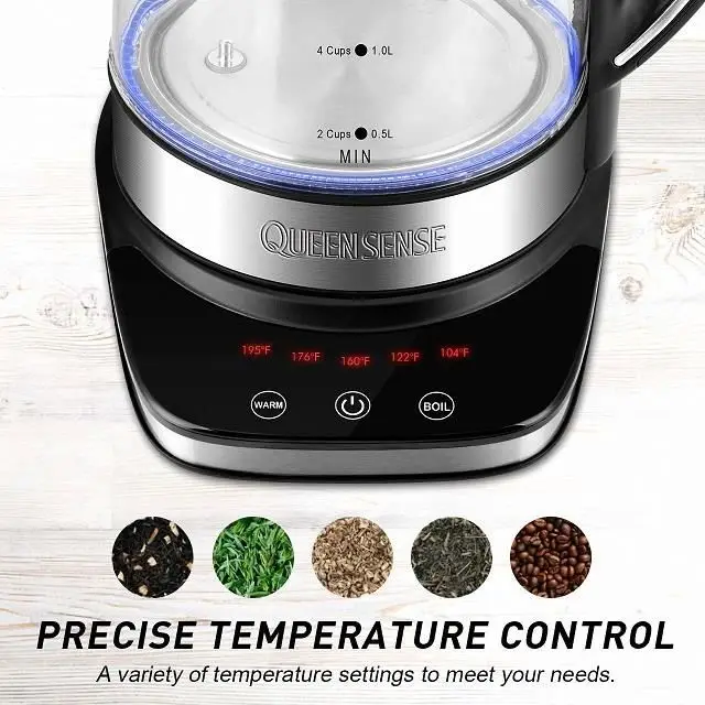 Customizable househotel cheap price 1.7L 220V digital control electric glass kettle for water