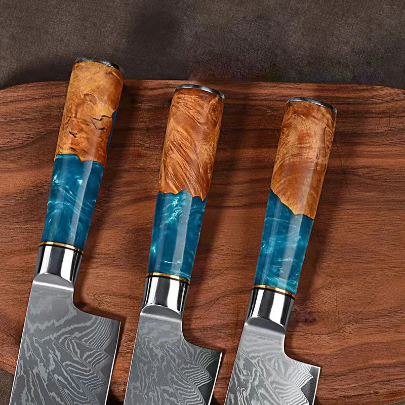 Factory Carbon Steel 67 Layer Damascus Chef Boning Cleaver Kitchen Knives VG10 Japanese Damascus Knife Set