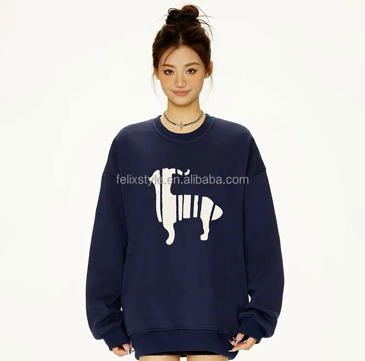 100% Cotton Oversized Sweatshirt For Women Crewneck Pullover 2024 Fall Fashion Clothes Crew Neck Hoodies Sweaters