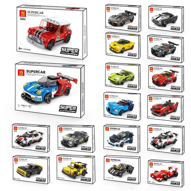 2870-2890 Racing Car Sports Car Police Car Model Assembly MOC Block Building Block Small particles Educational Children Toys