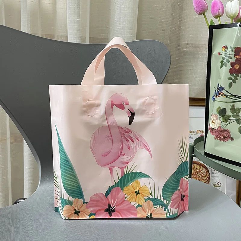 High-end Plastic Tote Artistic Gift Bag Square Bottom Plastic Boutique Shopping Bag  Canvas Folding Shopping Bag Factory OEM