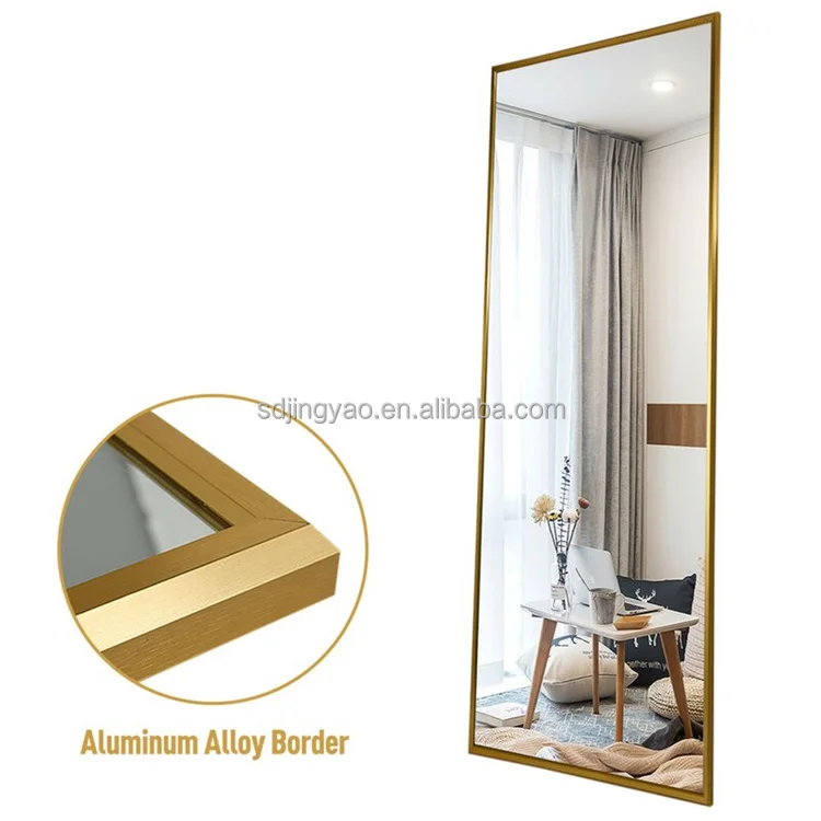 Living room large dressing metal framed floor standing mirror & wall mounted in 2 ways using mirror espelho Gold, Black, Silver