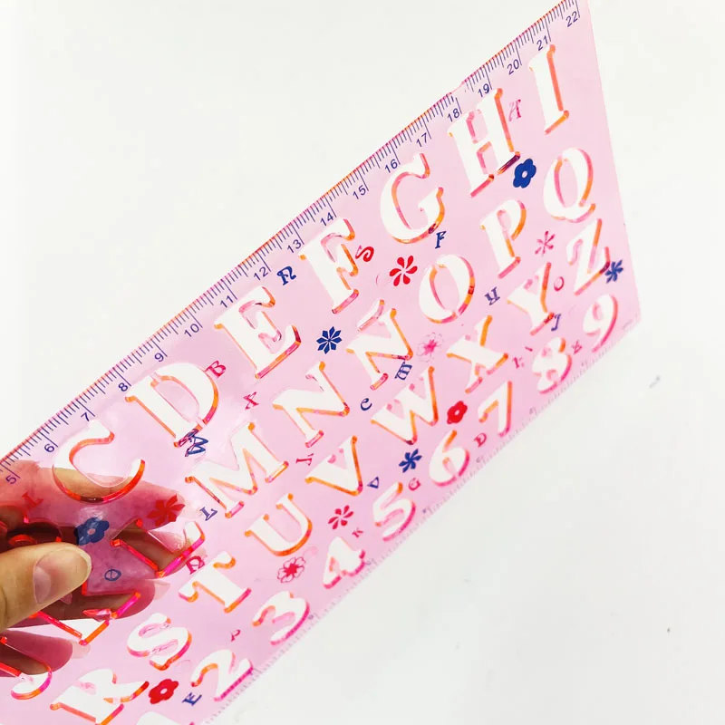 Premium Quality 2pcs/Set Classic 22cm Length Plastic Letter Drawing Stencil Ruler for Children