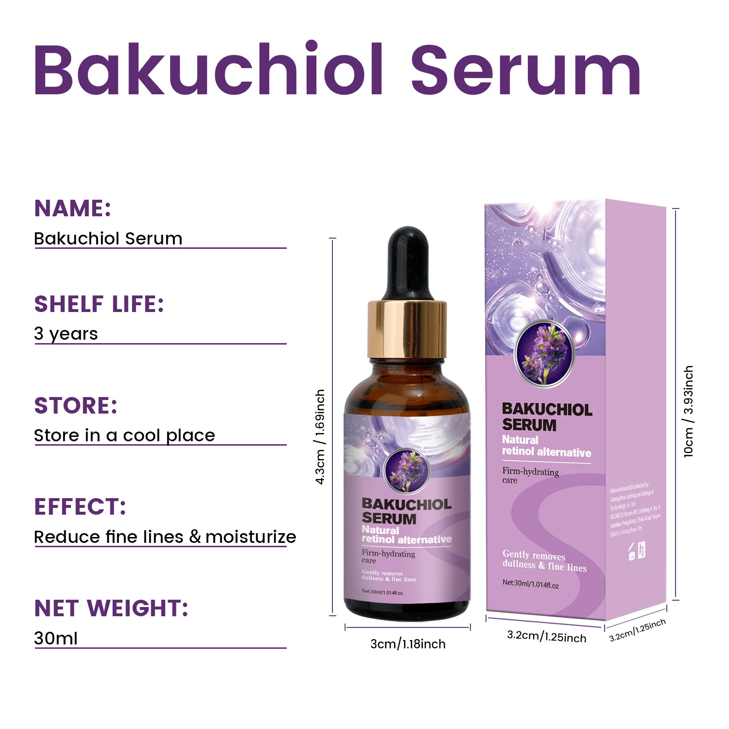 Private Label Face Bakuchiol Serum And Retinol Organic Vitamin C Antiwrinkle Collagen Face Serum Hyaluronic Acid Serum For Face