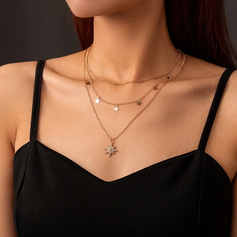 Star Necklace Micro-studded Skylight Simple Temperament Five-pointed Tassel
