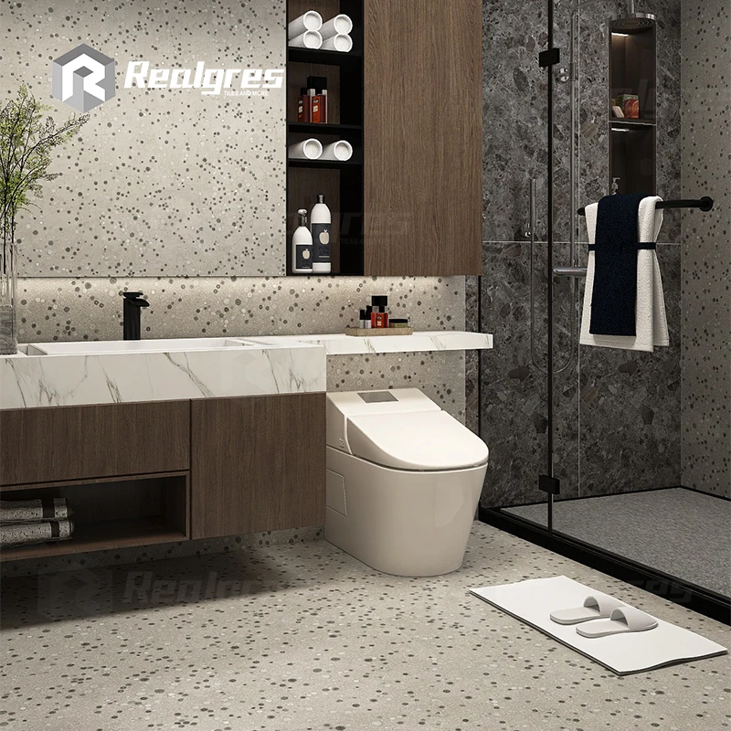 White Body Carving Granular Lappatto Green Terrazzo Porcelain Tiles 600x1200 Square Rustic Tile for Interior Use
