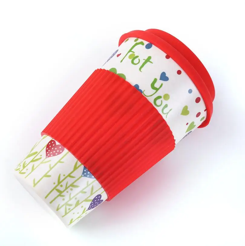 Пластиковая кофейная чашка из пшеничной соломы и бамбукового волокна с силиконовым рукавом и крышками