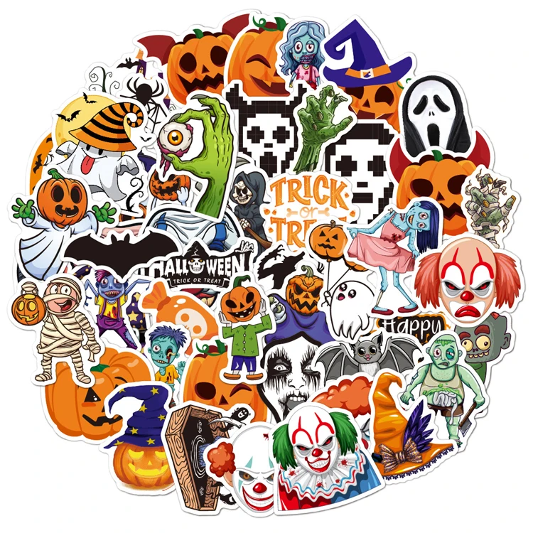 Wholesale Suitcase Notebook Window Decoration Custom Vinyl Sticker Waterproof Horror Self Adhesive Halloween Sticker
