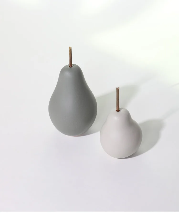 Nordic ins style small fresh ceramic pear ornaments home accessories creative living room office ceramic fruit decorations