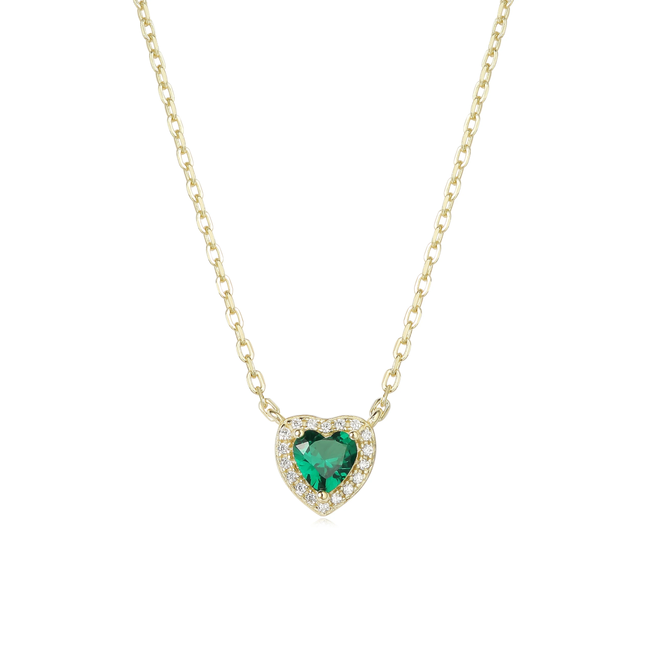 2024 Jingjing Hot Selling Custom Cooper Brass 14K Yellow Gold Heart Jewelry Fashion Malachite Necklace Pendant for Women