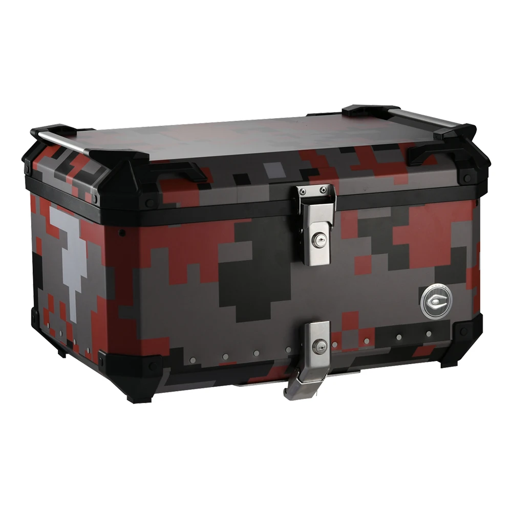 65L Motorcycle Aluminum Top Case Tail Box Luggage for Motorbike Moped Back Rear Case Scooter Top Box Tail Trunk Luggage Box