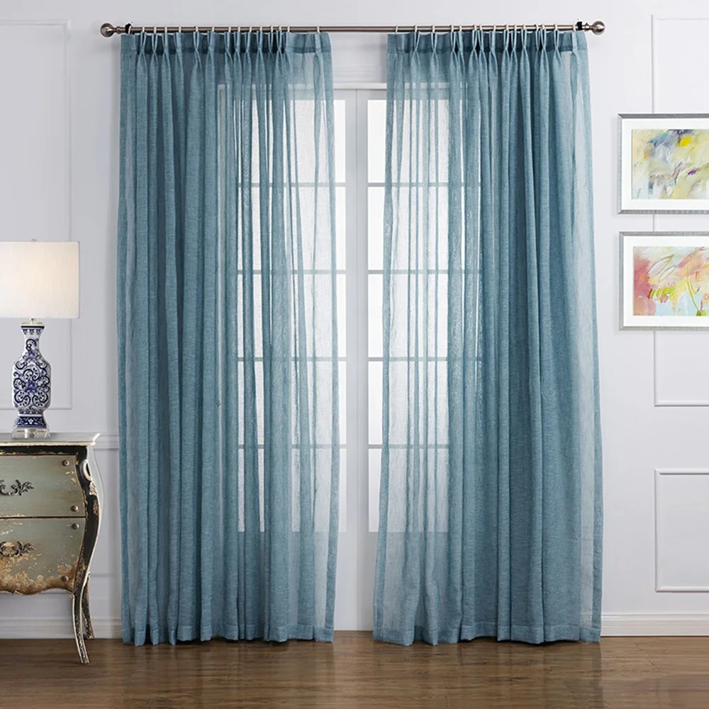 New modern hot nice solid linen sheer curtain many colors solid window thick home hotel cafe voile curtain
