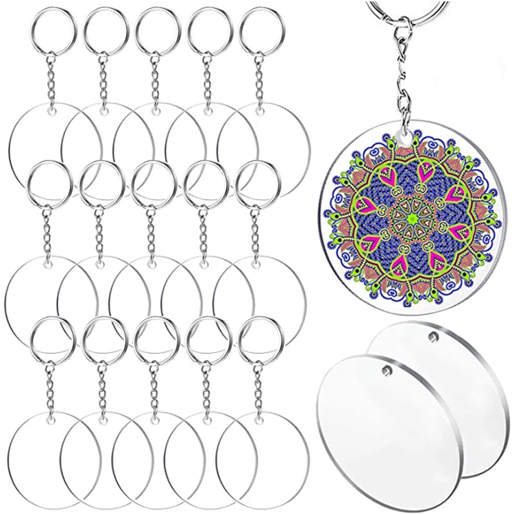 
Souvenir keychain logo printed decoration charm custom shape logo portable glitter acrylic clear key chain 