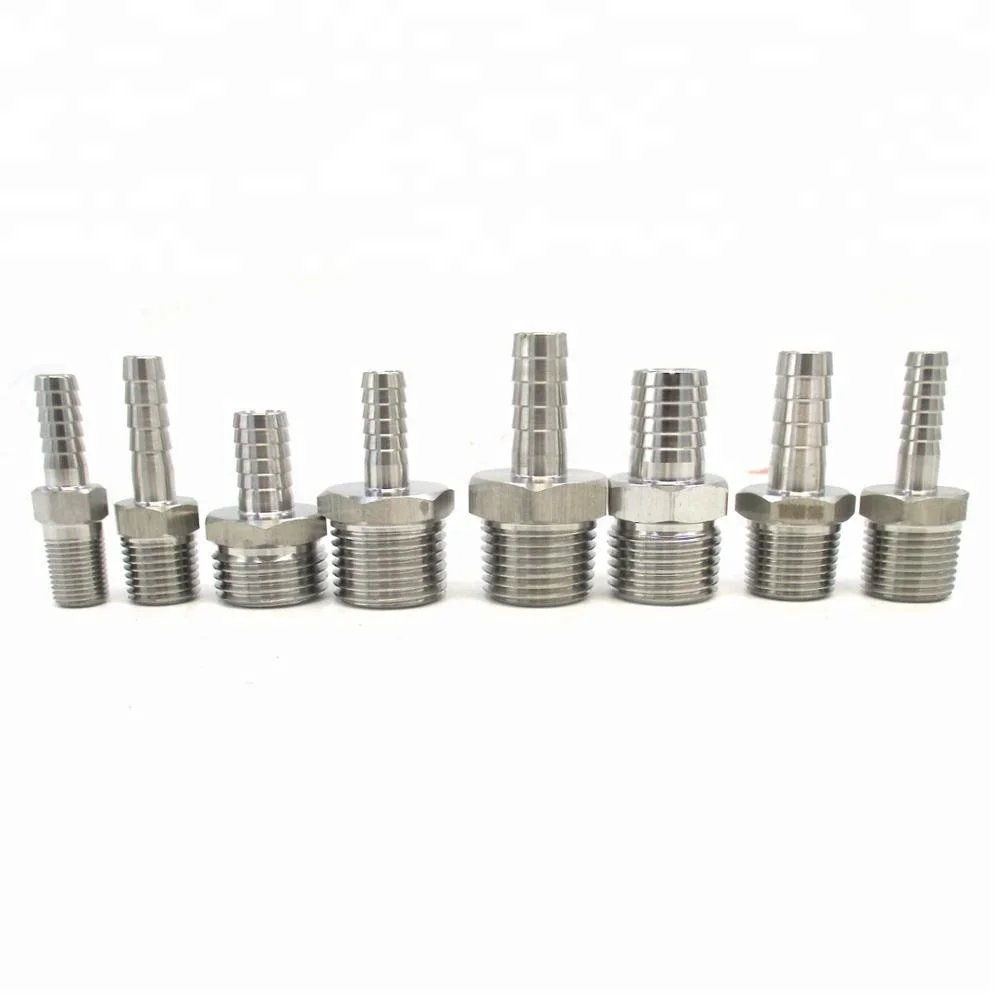 Stainless Steel High-Quality Straight Adapter 1/4 Barb to 3/8 NPT Tube Union Quick Coupler Pipe Fitting