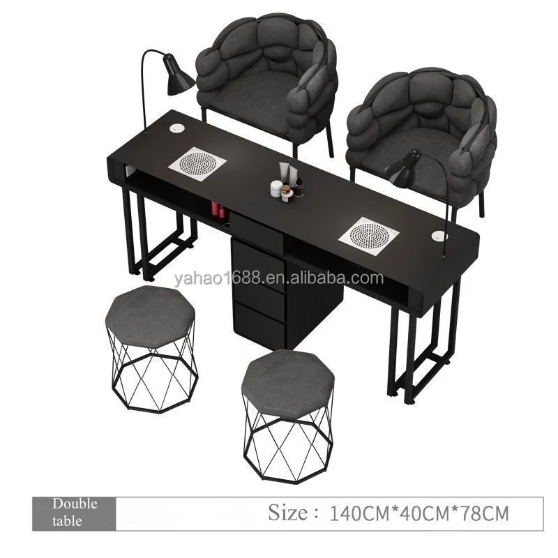 Black Luxury Tufted Manicure Tables Package Nail Desk for Beauty Salon Furniture
