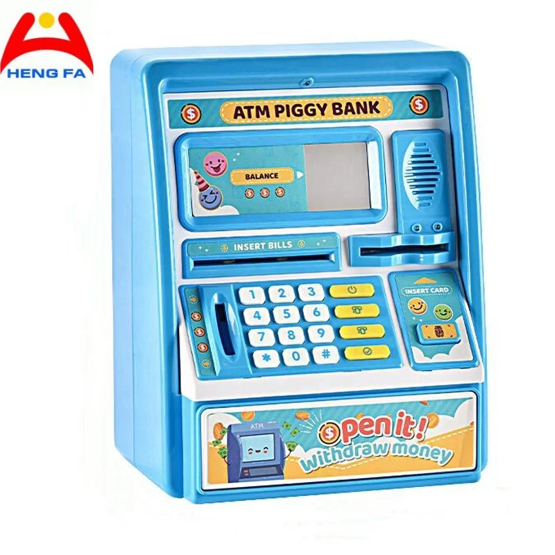 new kids mini  piggy bank toys ATM savings bank toy Fingerprint Password ATM Card Money Box Toys