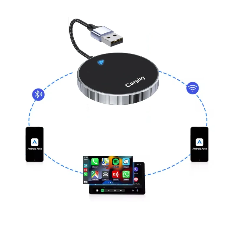 48 Hour Shipment Boyi Wireless Android Auto Adapter Dongle Cars Fast Connection WIFI+Blue dual connection No Lag carplay