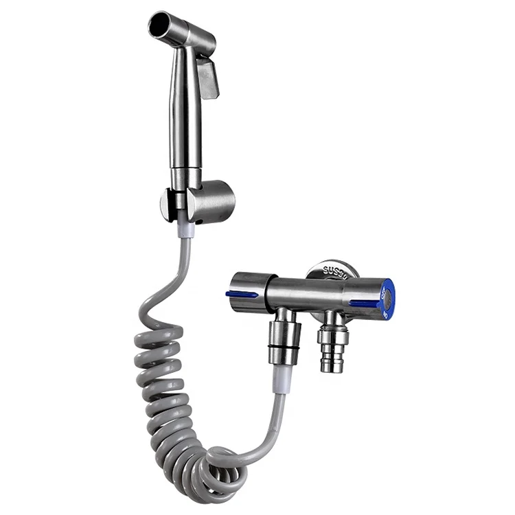 
Dual Stainless Steel Angle Valve with Bidet Sprayer 