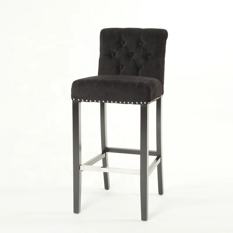 Modern solid Wood Fabric Leisure Barstool/ring back Bar chair hotel use dining chair(KY-3207)