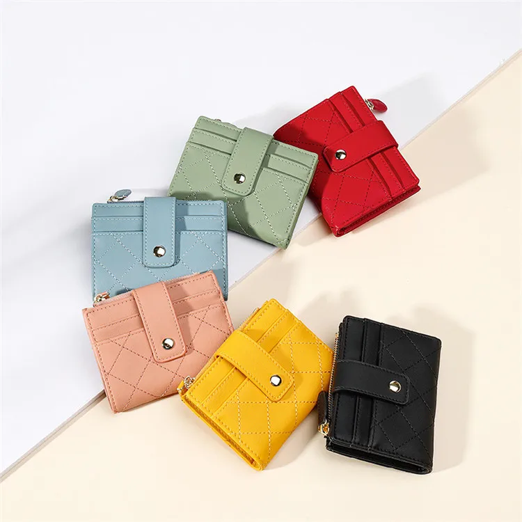 Pink small minimalist short women fashionable card holder mini wallets for teenage girl ladies
