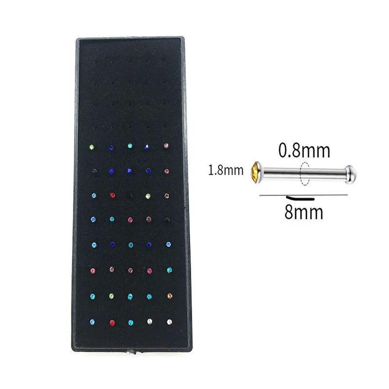 Stainless Steel Crystal Nose Pack Indian Nose Lot Piercing Set Crystal Nariz Ring Bulk Nose Piercing Stud Jewelry Set