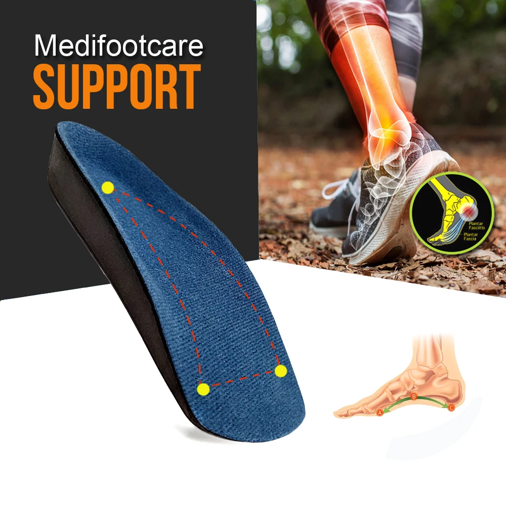 3/4 Length EVA Hard Plastic High Quality Arch Support All Sizes For Flat Feet Orthopedic Foot Shoe Insoles HA00807