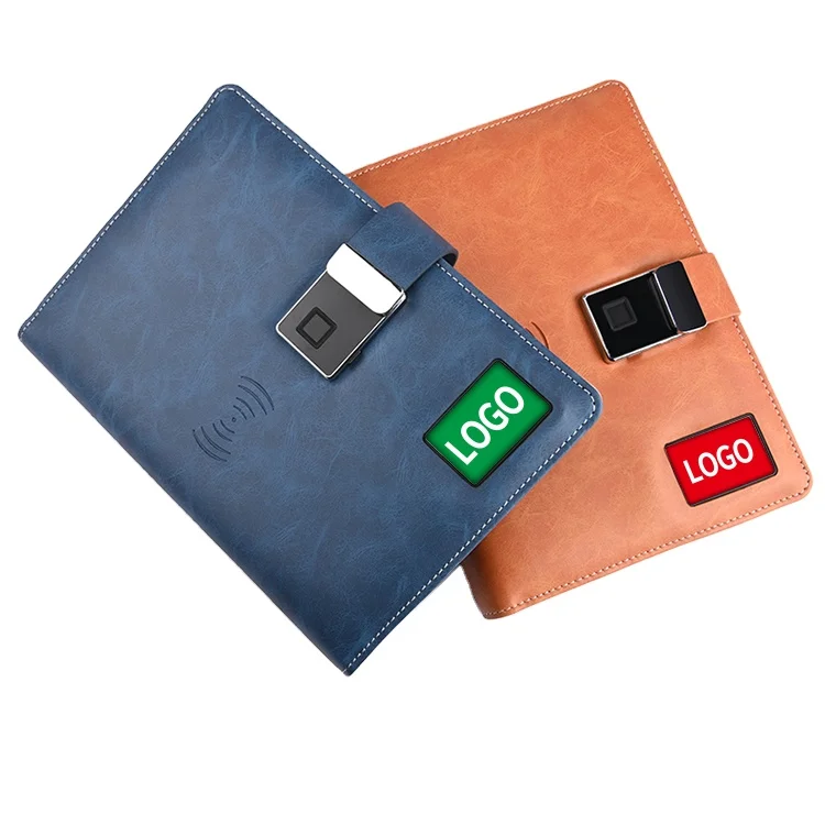 Smart diary notebook with fingerprint lock wireless charger power bank diary pen drive smart power bank notebook