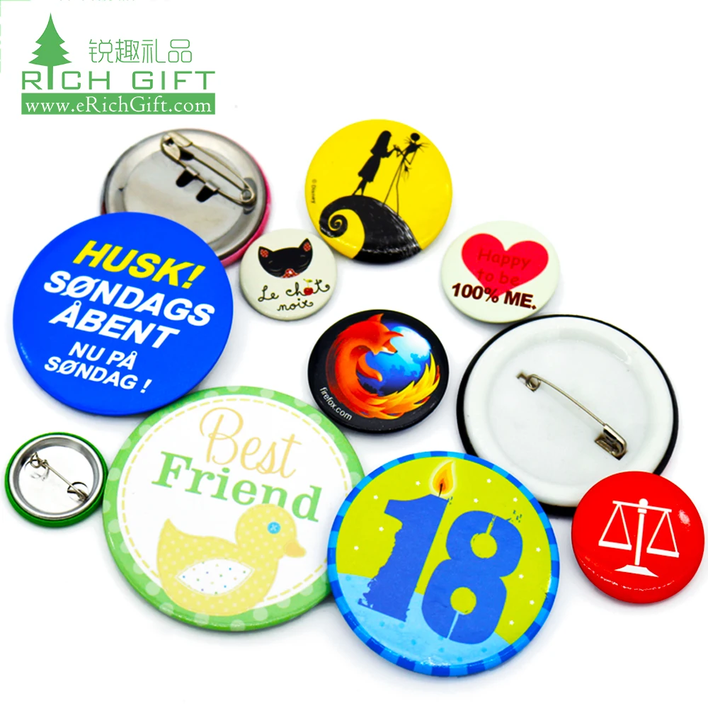 Button Badge Maker Wholesale Custom 58mm Printed Design Logo Blank Plastic Magnetic Pins Round Tin Button Badge