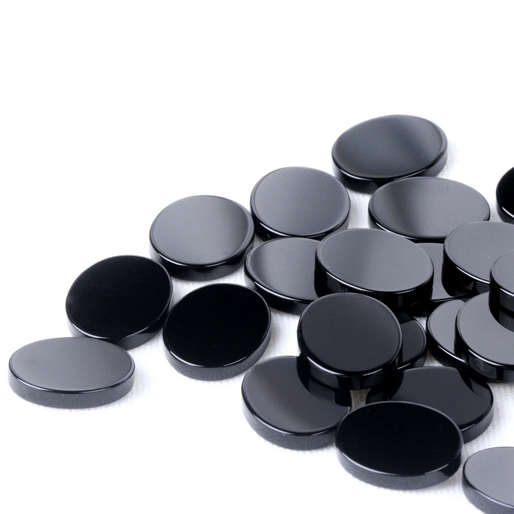 Factory Wholesale Price 6-20mm Double Side in Flat Round Shape Natural Black Onyx Gemstones