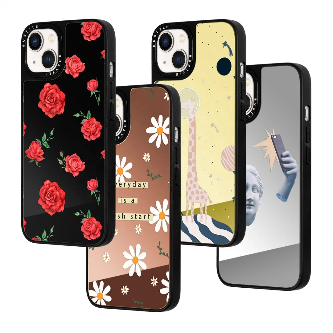 Hot Selling Gold Silver Mirror Custom Logo Black Mirror Phone Cover for iPhone 13 12 11 XR XS Max Luxury Mirror Phone Case