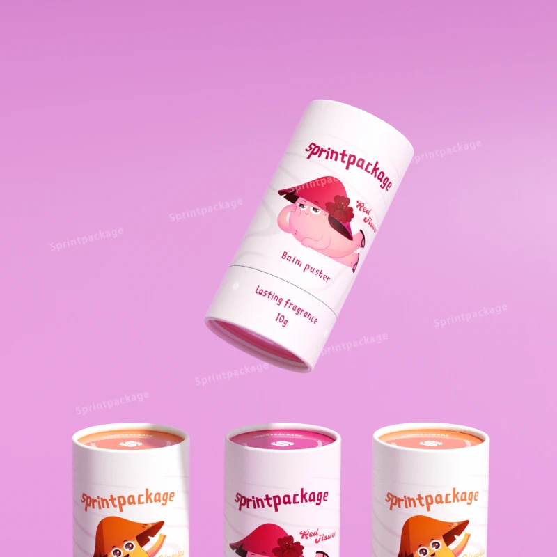 Eco-friendly Small Cylinder Cosmetic Gift Paper Tube Cardboard Push Up Lip Balm Deodorant Hair Wax Stick Packaging Tube