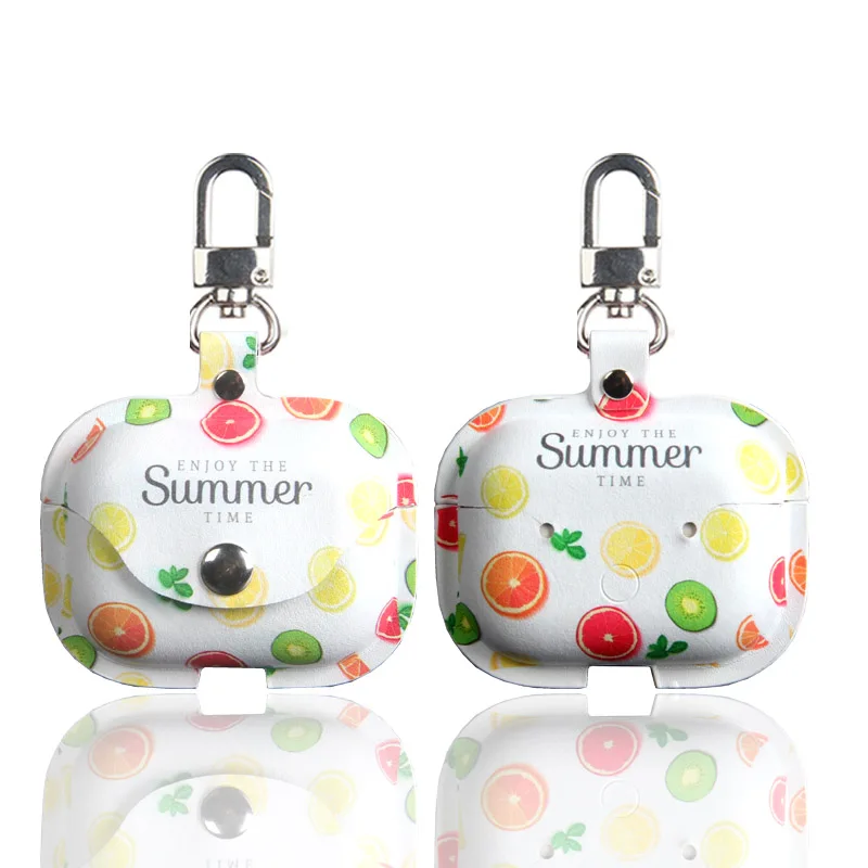 
PU leather case cover with hook buckle 13colors airpods 12 protective holster pattern Color printing Individuali for For airpods 