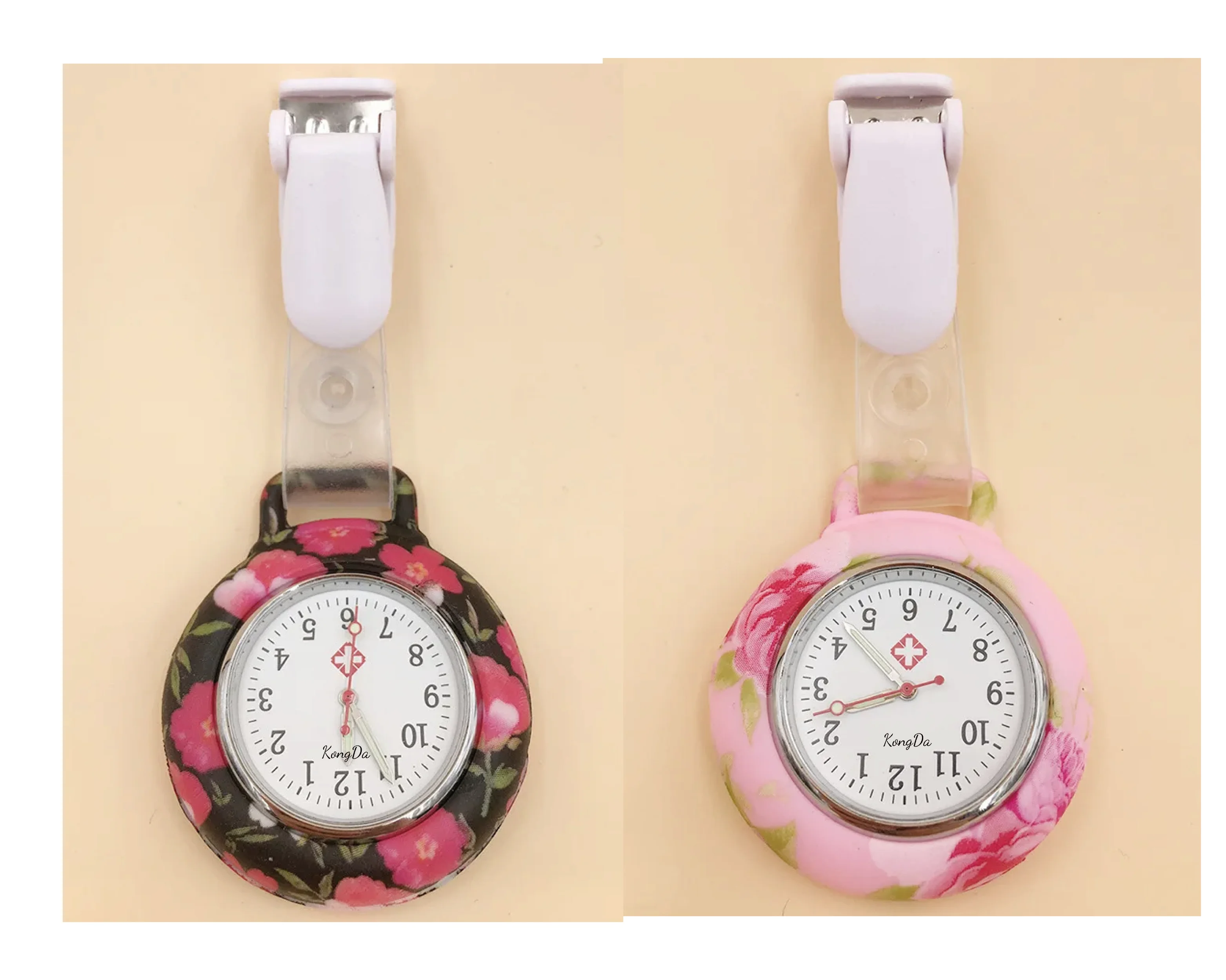 Popular Design Cheap Price Gift Watch Cartoon Hospital Medical Icons Health Heart Care Hang Clip Clock Silicone Nurse Watch