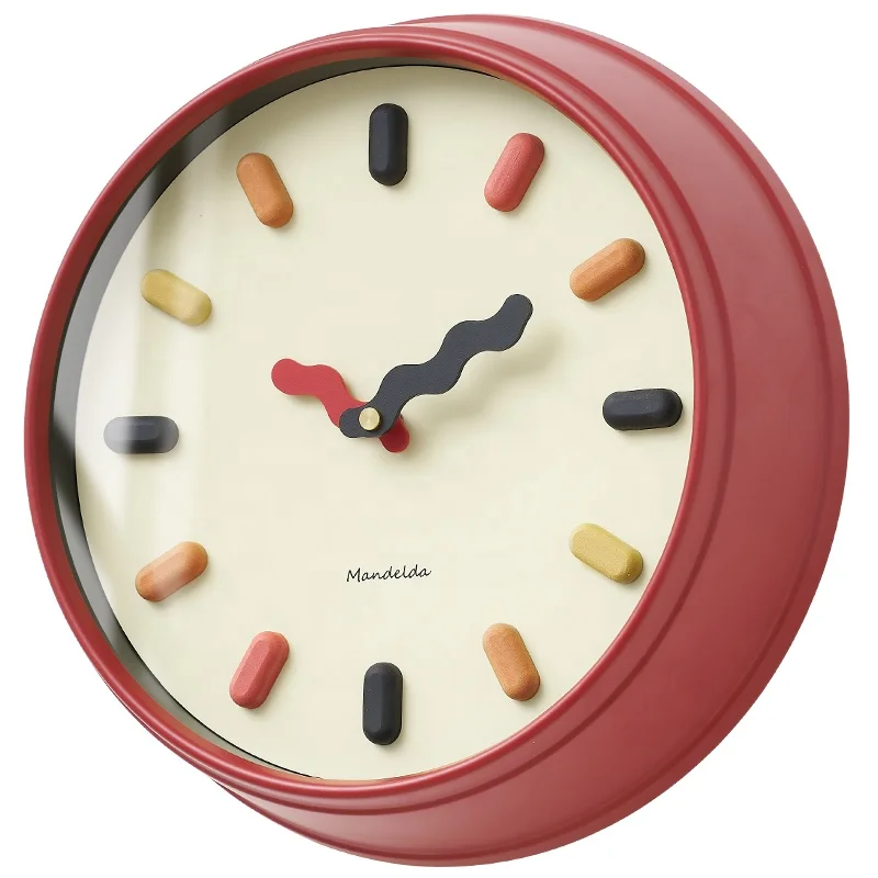 Mandelda Gold Frame Wall Watch Clock For Living Room Decor,Vintage Style Wooden Clock With Acrylic Hands Clock DIY Silent Modern