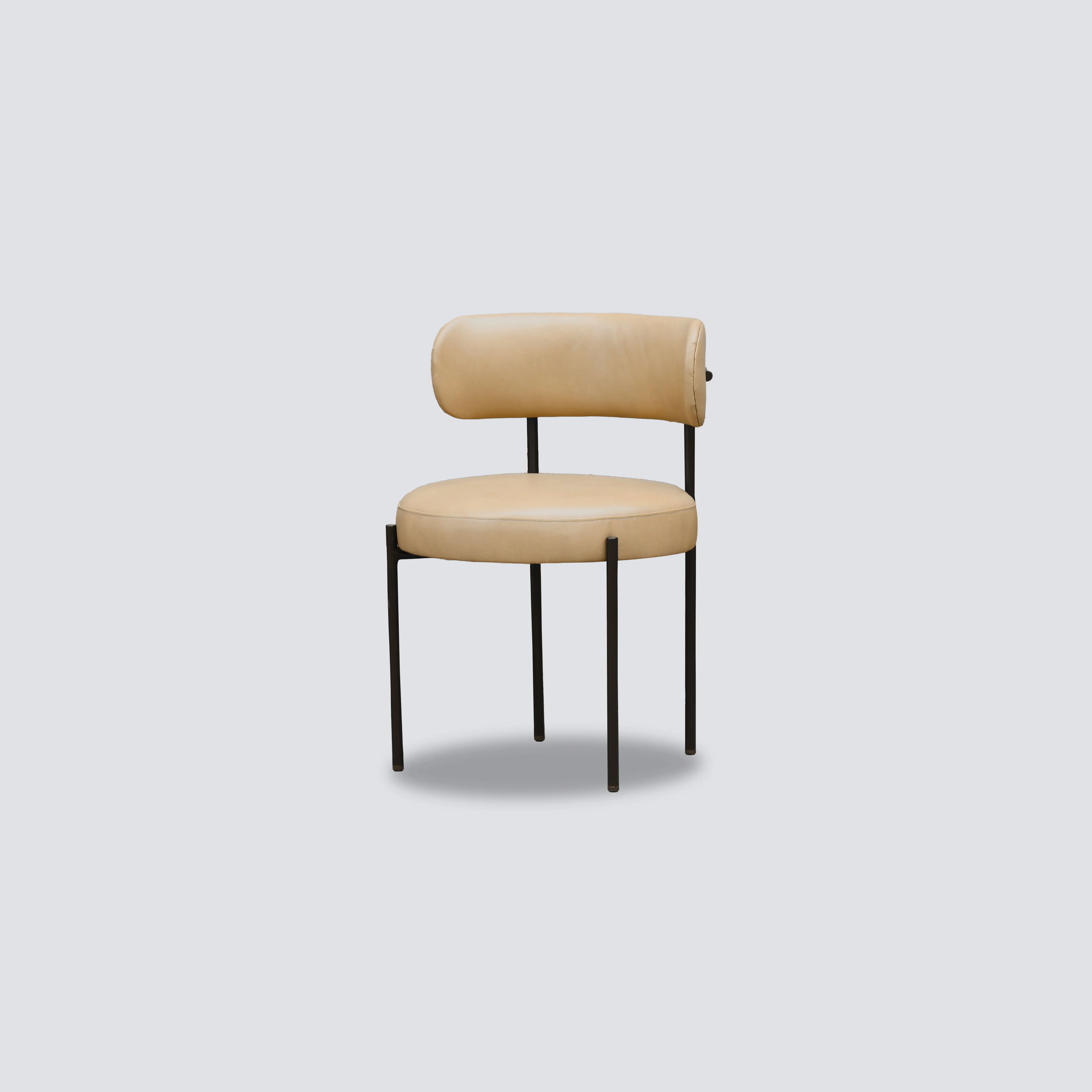 NS FURNITURE Modern Dining Room Chair Iron Frame Metal Base White Bocule Fabric Fashion Nordic wholesale Restaurant Chair