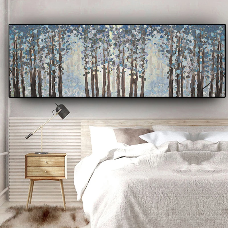 Flower Tree Abstract Landscape Oil Painting on Canvas Posters and Prints Wall Art Picture for Living Room