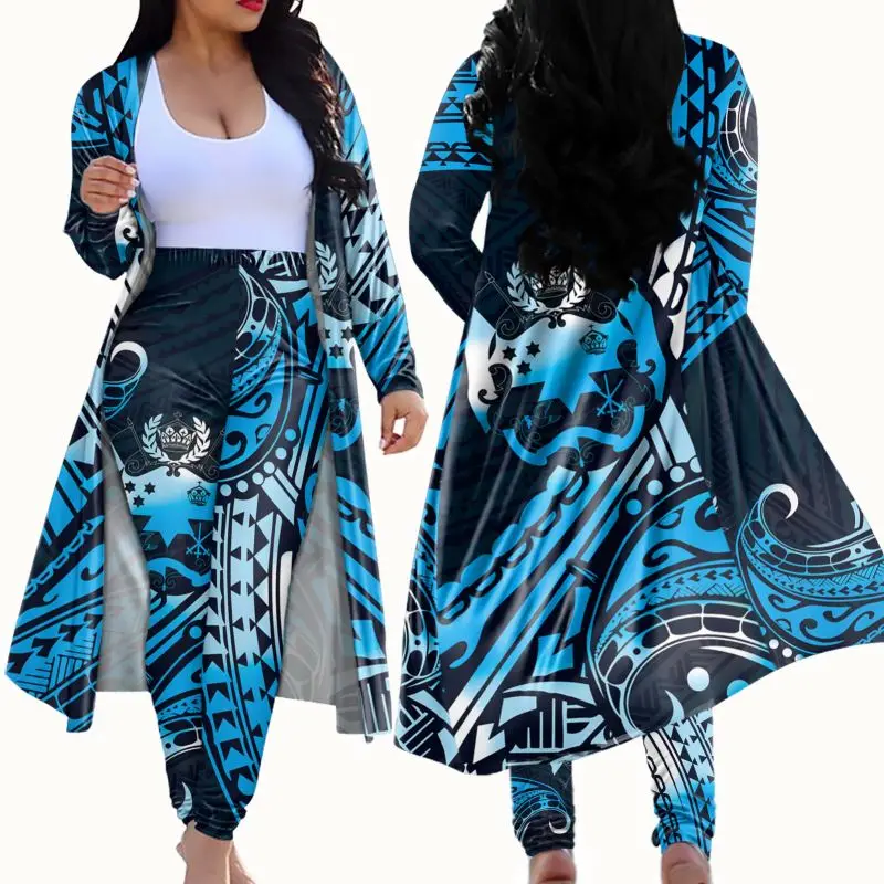 Coat And  Pant Custom New Print Women Pants 2 Piece 2021 Matwrial Pure Mens Tattoo Attire Style Polynesian Tribal Clothing Tonga