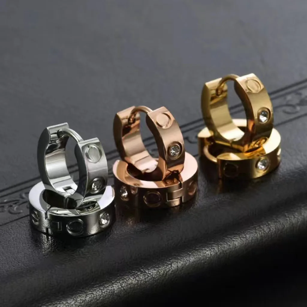 Top Quality Fashion Famous Luxury Brands Jewelry Love 18K Yellow Gold with Diamond Designer Earrings