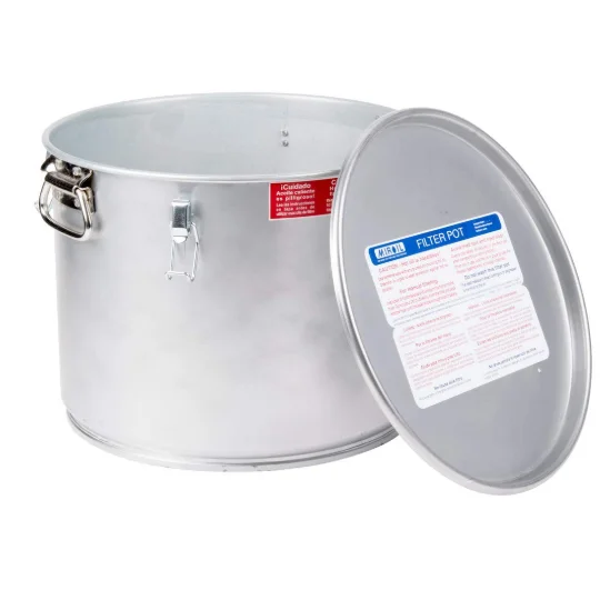 
40L Grease Bucket & Oil Filter Pot For Filtering of Hot Cooking Oil, Gasket Safety Lid with Quick Lock Clips, For Fryer Capacity 
