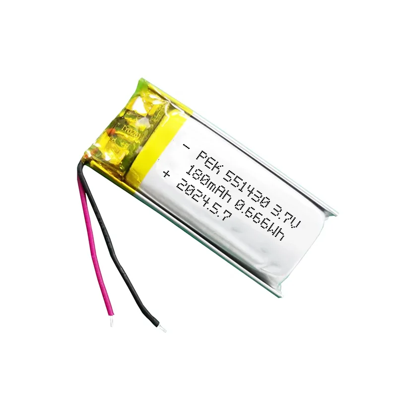 Pek 551430 180mah 3.7v Power Tools BatteryBluetooth Smart Glasses Elongated Battery Durability Support Customization