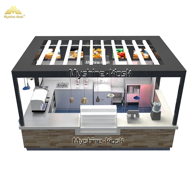 Best Selling Retail Snack Food Shop Pizza Kiosk Counter Design fast food kiosk