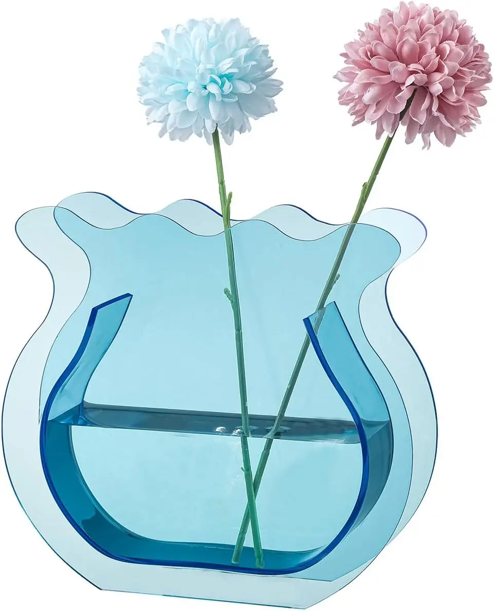 Transparent Acrylic Table Vase Small Contemporary Design Durable Material Versatile Decor Home Office Tiny Flower Arrangements