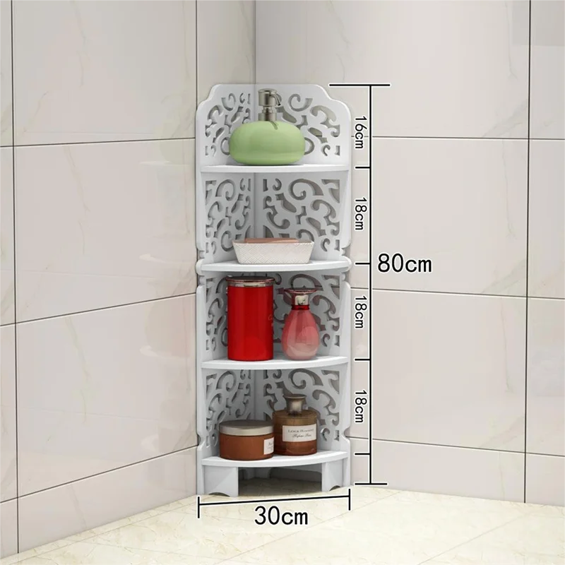 3 layer Waterproof Skeleton Carving PVC Plastic Bathroom Corner Rack Shelf Organizer Cheap Price