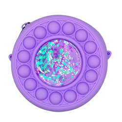 Children Educational Toys High Quality Silicone Push Popping Bubbles Fidget Toys Quicksand Design Funny Coin pouch bag Toy