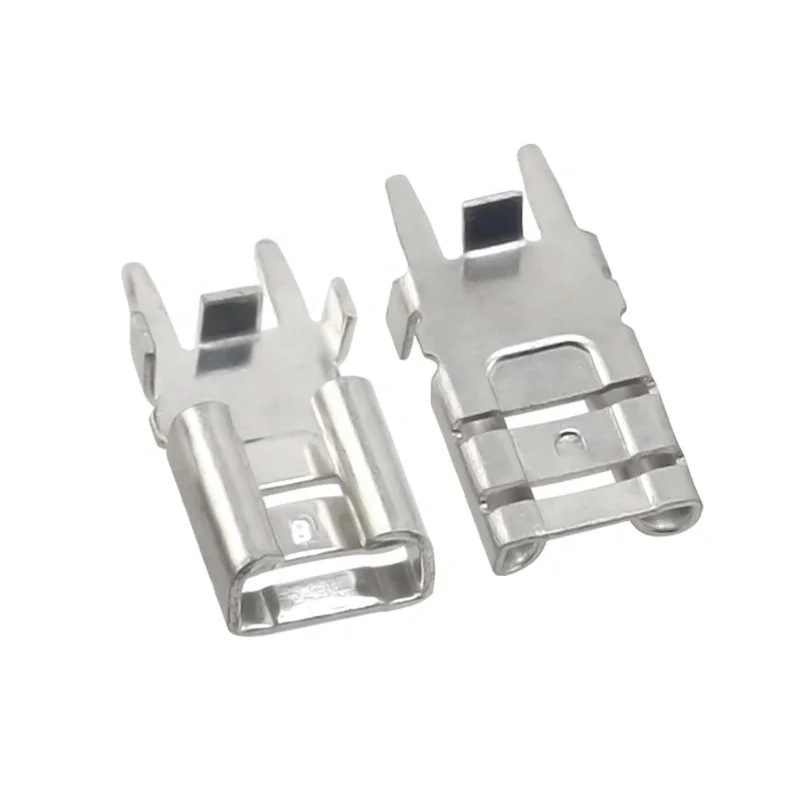 PCB Board Plate Welded Right Angle Spring Female Terminal Brass Tinned