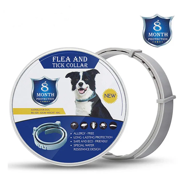 8 Month Protection One Size Fits All Flea and Tick Prevention Natural Hypoallergenic Flea and Tick Collar for Dogs