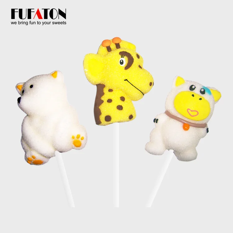 
Hot sell handmade safari forest animal marshmallow lollipops candy 